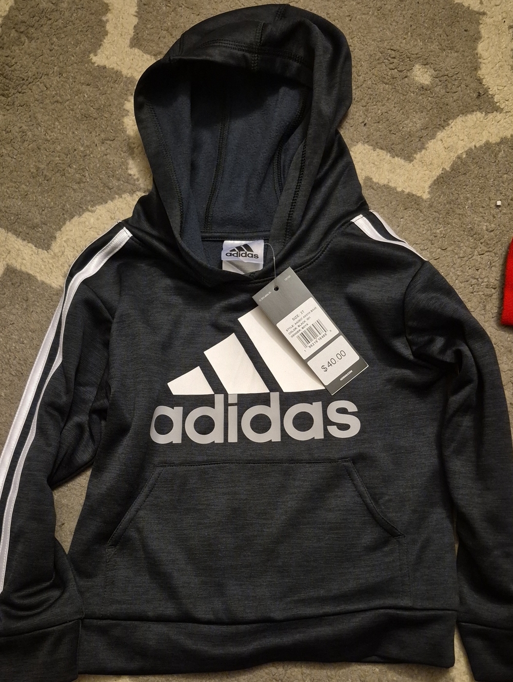 3T BRAND NEW Adidas Black and White Logo Pullover Hoodie Tags On 100% Polyester